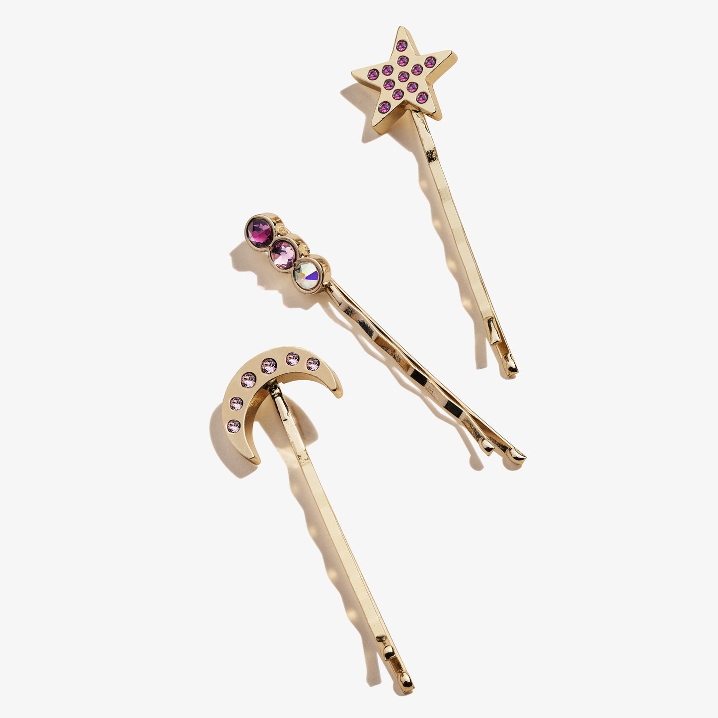 Amethyst Moon + Star Hair Pins, Set of 3