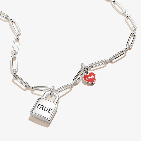 'True Love' Lock & Heart Charm Necklace